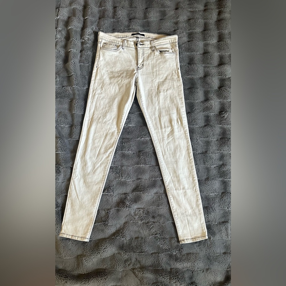 Flying Monkey Skinny Denim Off White with Black Stitch- Size 12/ 30 waist